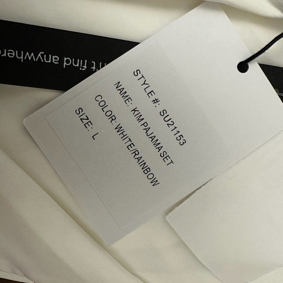 NWT GENERATION LOVE Kim Pajama Shorts Set in White Rainbow - Picture 14 of 16